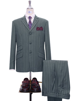 Grey and White Pinstripe Suit