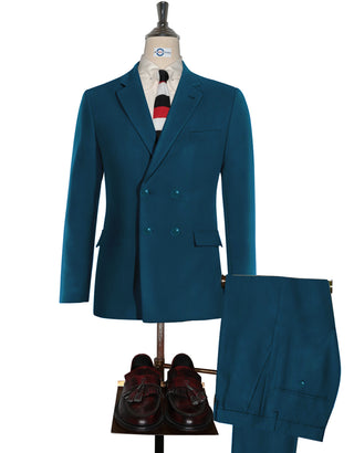 Peacock Blue Double Breasted Suit