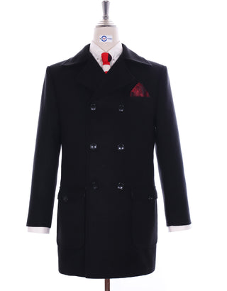 60s Mod Retro Black Pea Coat