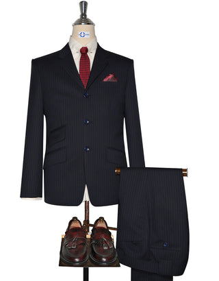 Men’s Stripe Suit – Black and Navy Blue Striped Suit