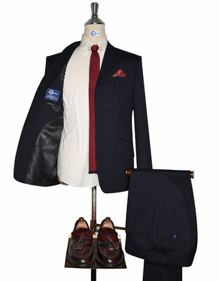 Men’s Stripe Suit – Black and Navy Blue Striped Suit