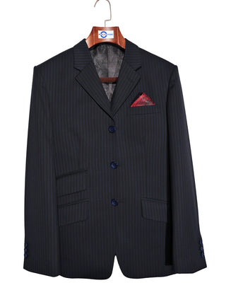 Men’s Stripe Suit – Black and Navy Blue Striped Suit