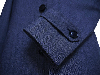 Original Vintage 60s Retro Blue Herringbone Tweed Short Coat