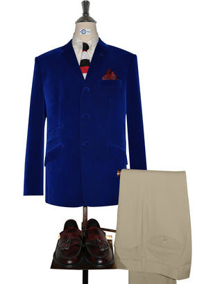 Velvet Jacket - 60s Mod Vintage Style Blue Jacket