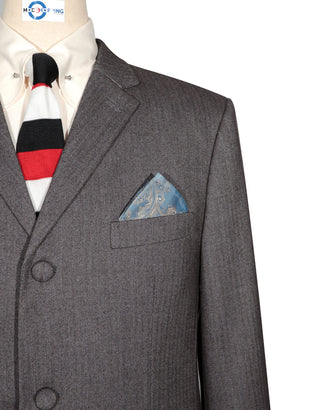 Mod Suit - Brown Grey Herringbone Tweed Suit 1-2 Pocket