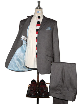 Mod Suit - Brown Grey Herringbone Tweed Suit 1-2 Pocket