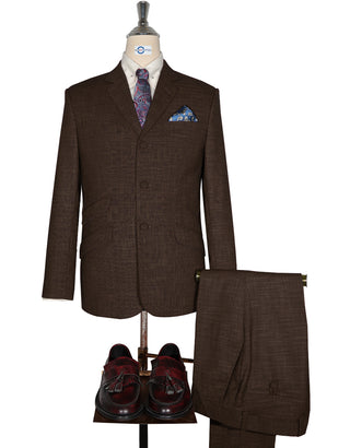 Mod Suit - Vintage Style Brown Linen Suit