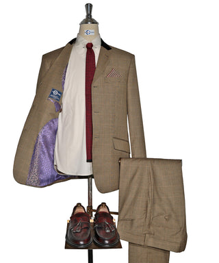 Brown Small Houndstooth Check Suit
