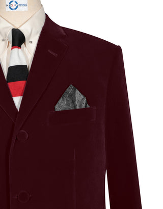 Velvet Jacket - 60s Mod Vintage Style Burgundy Jacket