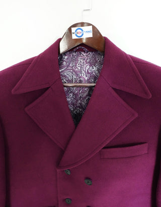 60's Retro Burgundy Double Breasted Pea Coat