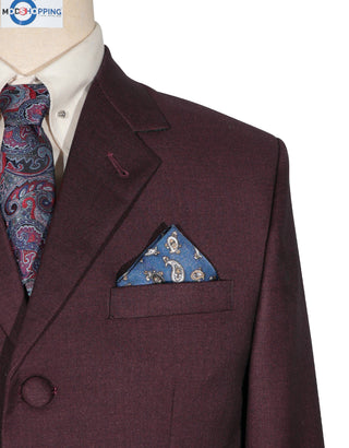 Mod Suit - 60s Vintage Style Burgundy Suit for Men