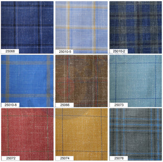 Custom 2 Piece Suit - Check Pattern 100% Pure Linen Bespoke Fabric By Cavani