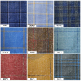 Custom Jacket - Check Pattern 100% Pure Linen Bespoke Fabric By Cavani