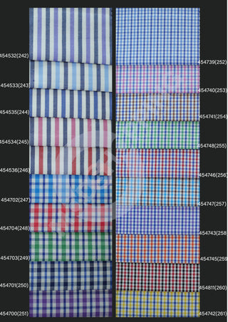 Custom Shirt - Candy Stripe and Tartan Check Shirting Fabric