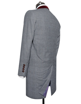 Grey Prince of Wales Check Tweed Overcoat