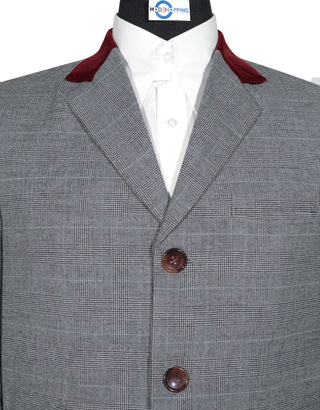 Grey Prince of Wales Check Tweed Overcoat