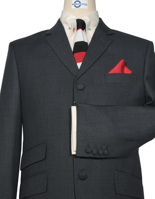 Charcoal Grey Prince Of Wales Check Notch Label Suit