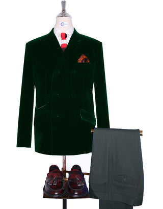 Velvet Jacket - Dark Green Double Breasted Jacket
