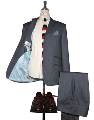 Mod Suit - Charcoal Grey Herringbone Tweed Suit 2-3 Pockets