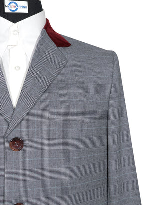 Grey Prince of Wales Check Tweed Overcoat