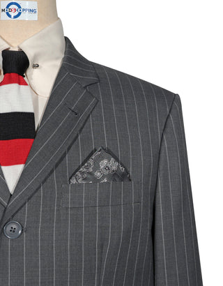 Grey and White Pinstripe Suit
