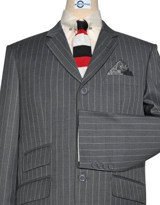 Grey and White Pinstripe Suit