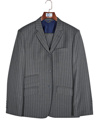 Grey and White Pinstripe Suit