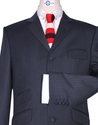 Charcoal Grey Herringbone 4 Button Suit