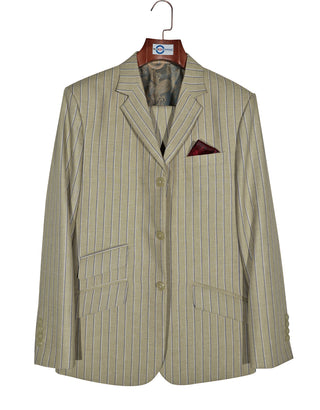 Khaki and Blue Striped Suit