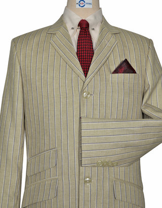 Khaki and Blue Striped Suit