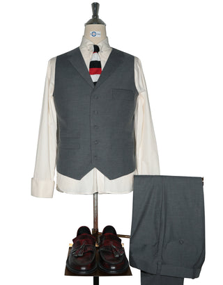 Suit Deals - Medium Grey Black Velvet 3 Piece Suit