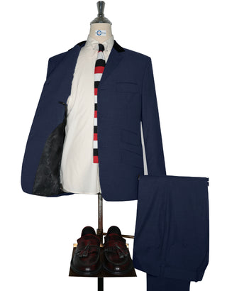 Mod Suit - 60 Style Dark Navy Blue Black Velvet Suit