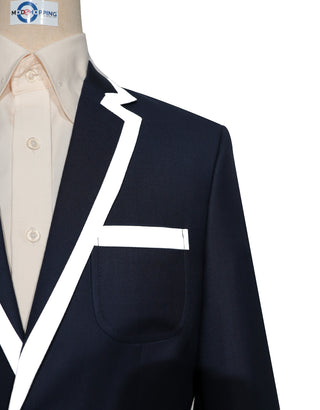 Navy Blue & White Trim Blazer