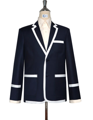 Navy Blue & White Trim Blazer