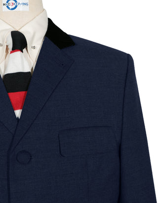 Mod Suit - 60 Style Dark Navy Blue Black Velvet Suit