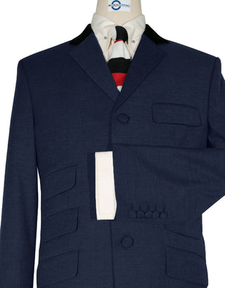 Mod Suit - 60 Style Dark Navy Blue Black Velvet Suit