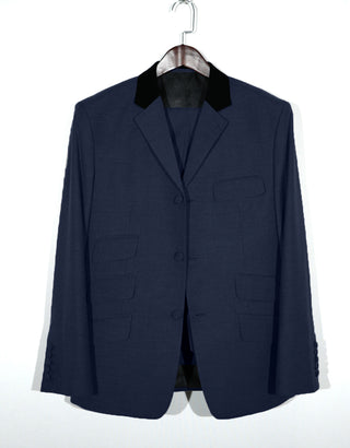 Mod Suit - 60 Style Dark Navy Blue Black Velvet Suit