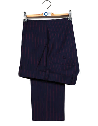 Stripe Suit - Navy Blue and Burundy Pinstripe Suit