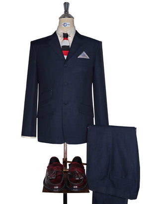 Navy Blue Linen Suit