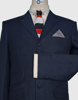 Linen Suit - 60s Fashion Navy Blue Linen Suit