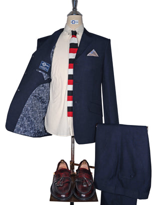 Navy Blue Linen Suit