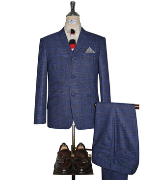 Linen Suit - Navy Blue Prince of Wales Check Suit
