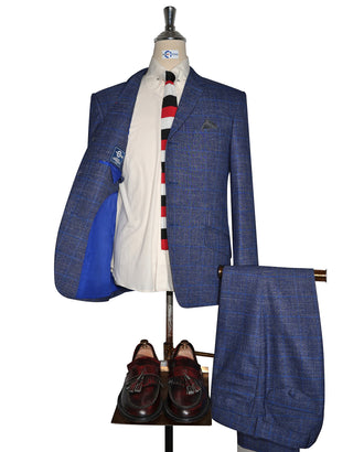 Linen Suit - Navy Blue Prince of Wales Check Suit