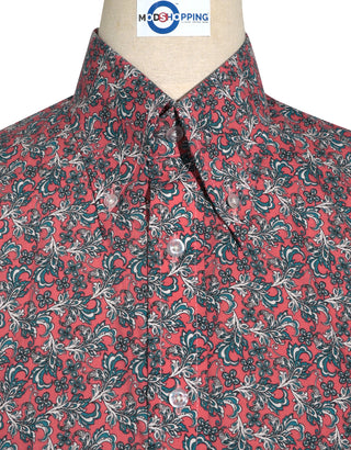 60s Style Red and Peacock Blue Paisley Shirt