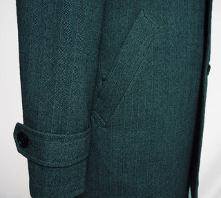 Original Vintage 60s Retro Green Herringbone Tweed Short Coat