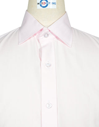 Spread Collar Shirt - Pink Herringbone Spread Collar Shirts
