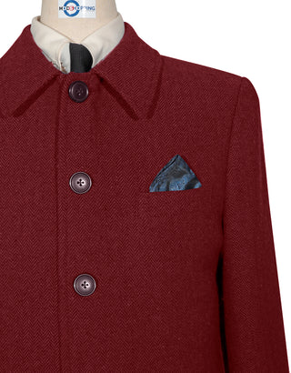 Mac Coat Men's | Vintage Style Red Herringbone Mac Coat