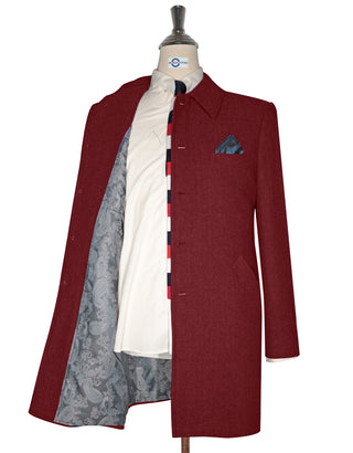 Mac Coat Men's | Vintage Style Red Herringbone Mac Coat