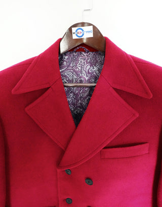 60's Retro Red Double Breasted Pea Coat