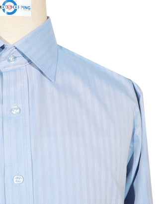 Spread Collar Shirt - Sky Blue Herringbone Spread Collar Shirts